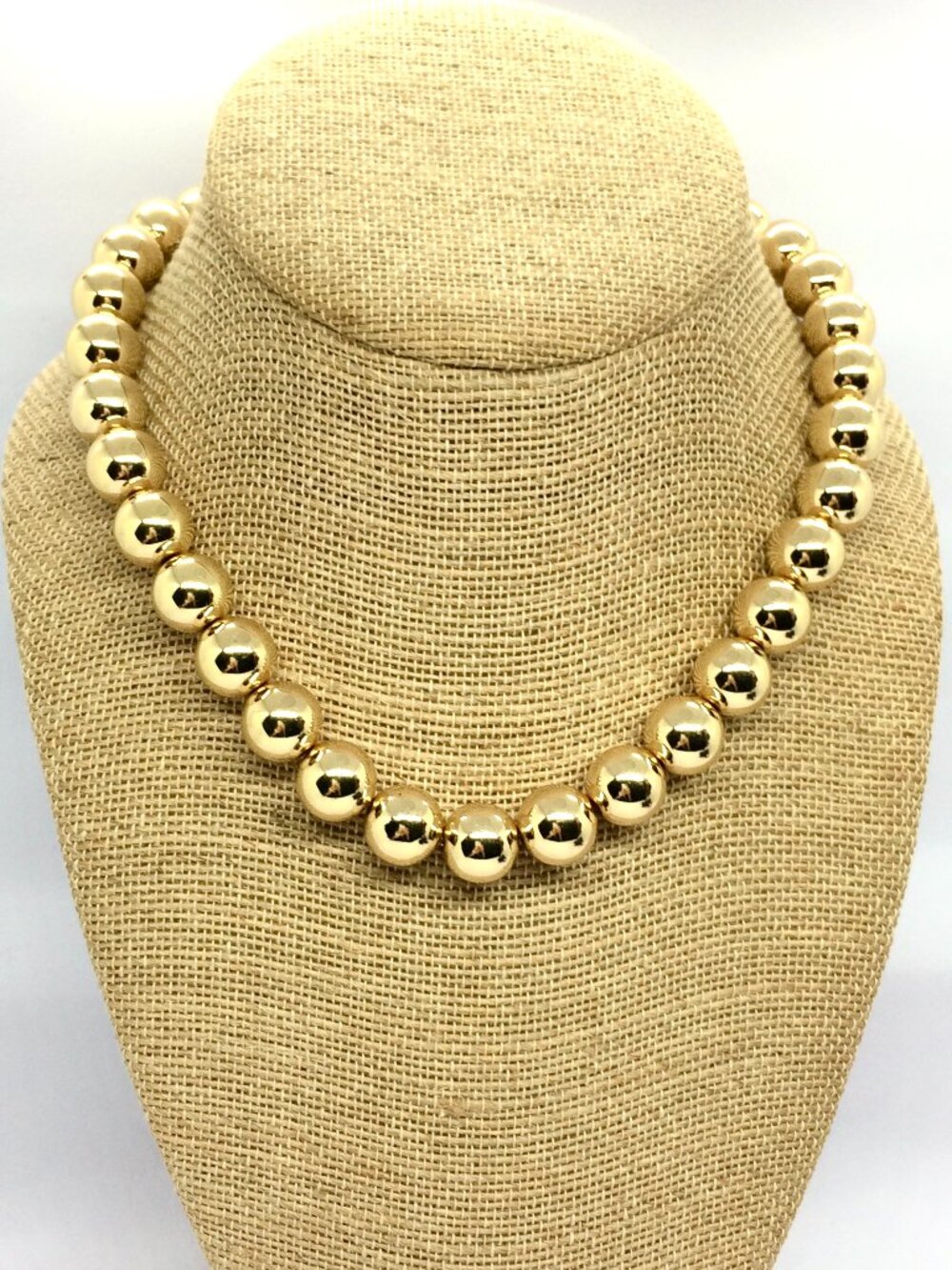 SUGARFIX GOLD TONE Necklace Bead Chunky Collar Statement Bauble Bib 16"